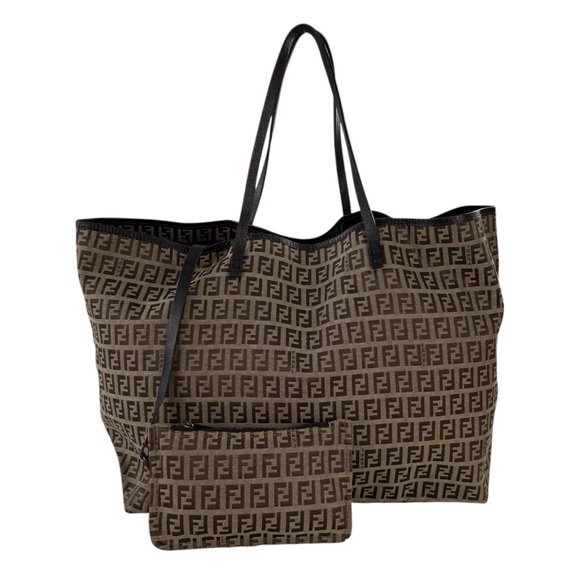 Fendi Handbags - Fendi Zucchino Tote Bag & Pouch Wallet